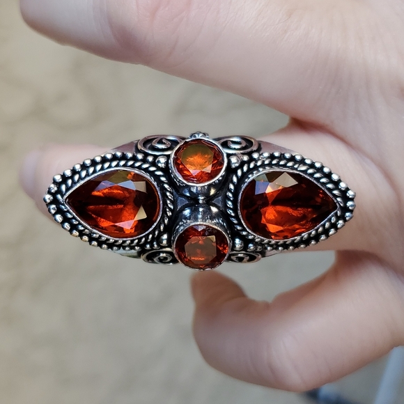New Mozambique Garnet 925 Silver Statement Ring. - Picture 5 of 10